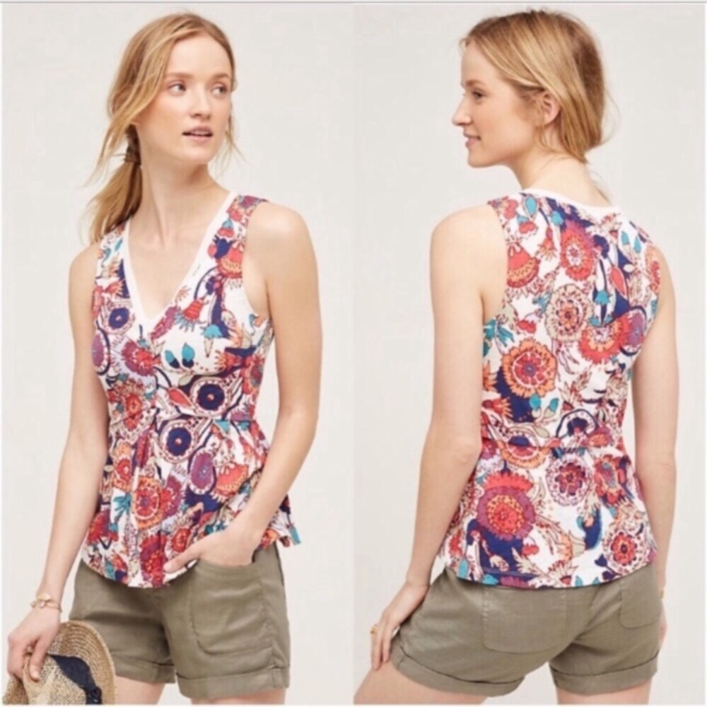 DONATED Anthro Deletta Amalia Peplum Top M